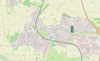 Bild einer Karte (OpenStreetMap) von Tamm, in der der Quartiersplatz eingezeichnet ist.
